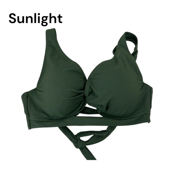 Shade & Shore Womens Green Bikini Top Push-Up Swimwear Size 34DD Back Strappy - Picture 1 of 14